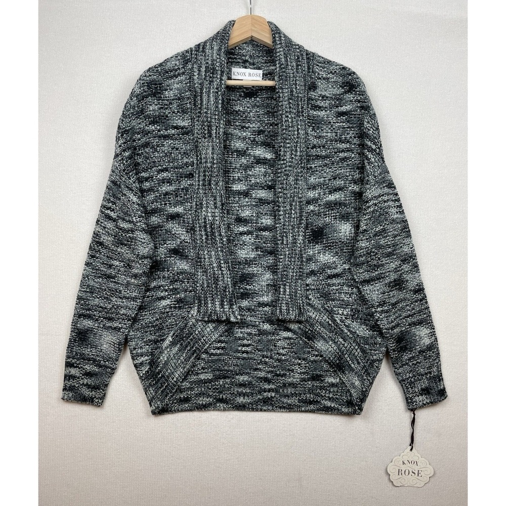 New Knox Rose Knit Sweater Cardigan Women's Size M Gray Open Front Lagenlook NWT